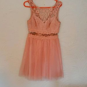 Beautiful short faux two piece junior prom dress!